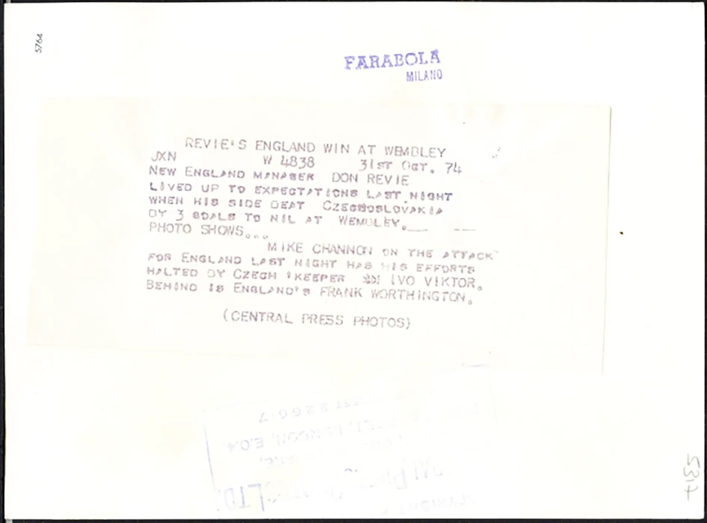 Europei Inghilterra vs Cecoslovacchia 1974 Ft 5764 - Stampa 20x15 cm - Farabola Stampa ai sali d'argento