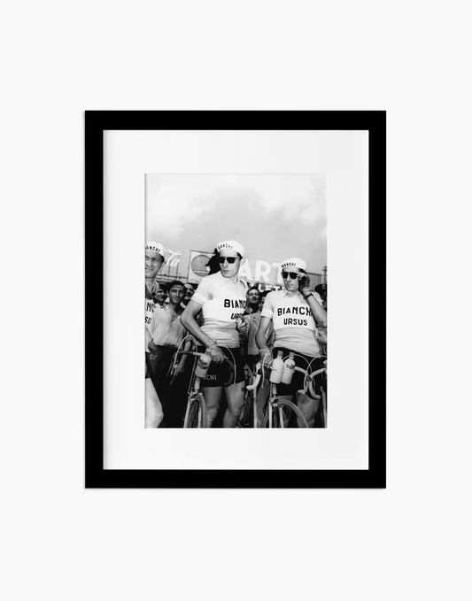 Fausto e Serse Coppi, Giro d'Italia 1950 — stampa fine art con cornice nera
