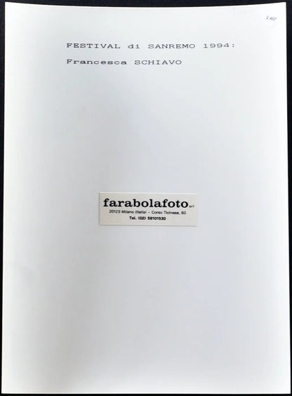 Festival di Sanremo 1994 Francesca Schiavo Ft 2487 - Stampa 24x18 cm - Farabola Stampa ai sali d'argento