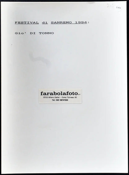 Festival di Sanremo 1994 Gio' Di Tonno Ft 2474 - Stampa 24x18 cm - Farabola Stampa ai sali d'argento