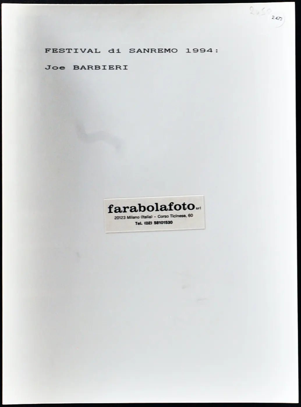 Festival di Sanremo 1994 Joe Barbieri Ft 2473 - Stampa 24x18 cm - Farabola Stampa ai sali d'argento