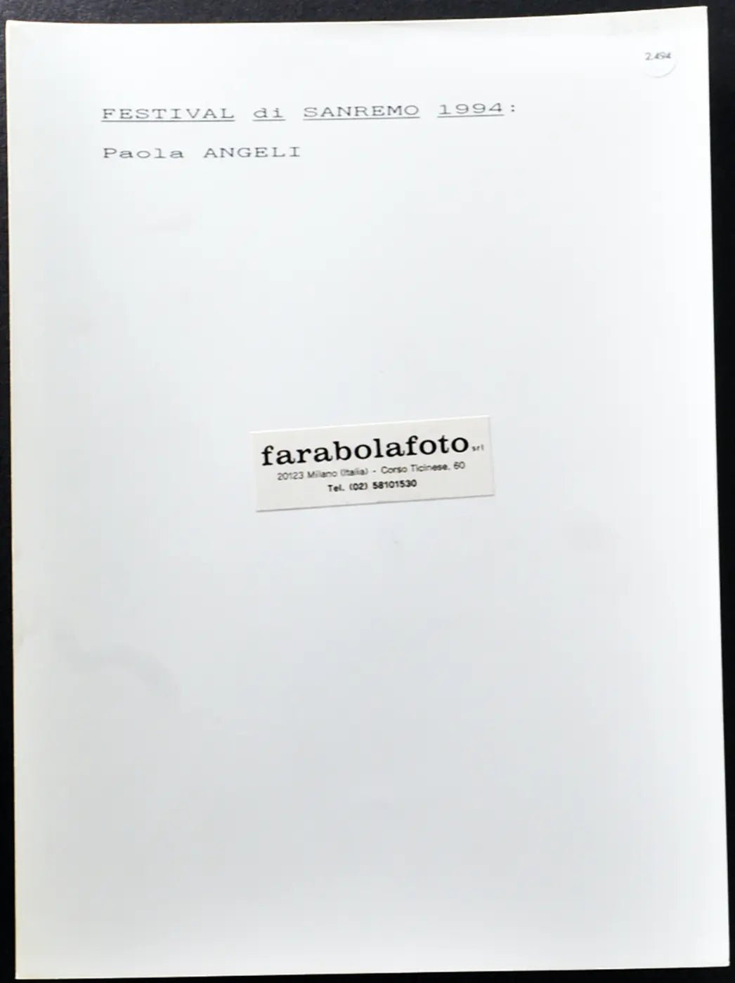 Festival di Sanremo 1994 Paola Angeli Ft 2494 - Stampa 24x18 cm - Farabola Stampa ai sali d'argento