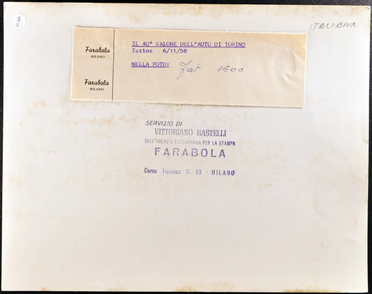 Fiat 1500 Salone Auto 1958 Ft 35328 - Stampa 21x27 cm - Farabola Stampa ai sali d'argento