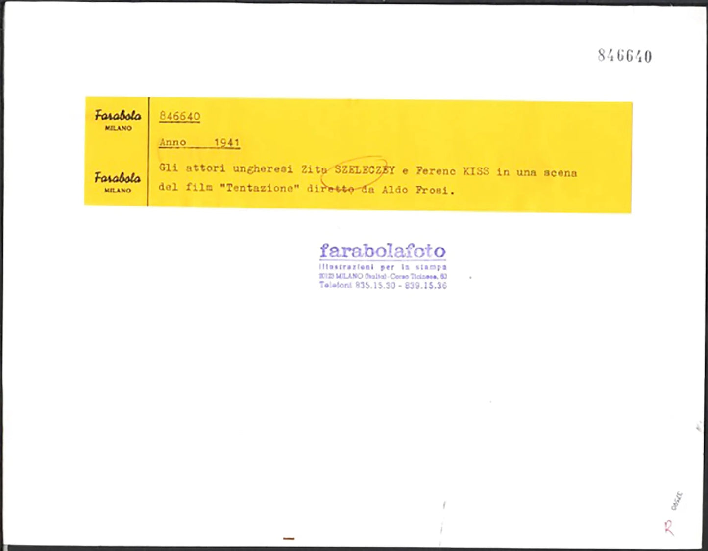 Film Tentazione 1941 Ft 37590 - Stampa 21x27 cm - Farabola Stampa ai sali d'argento