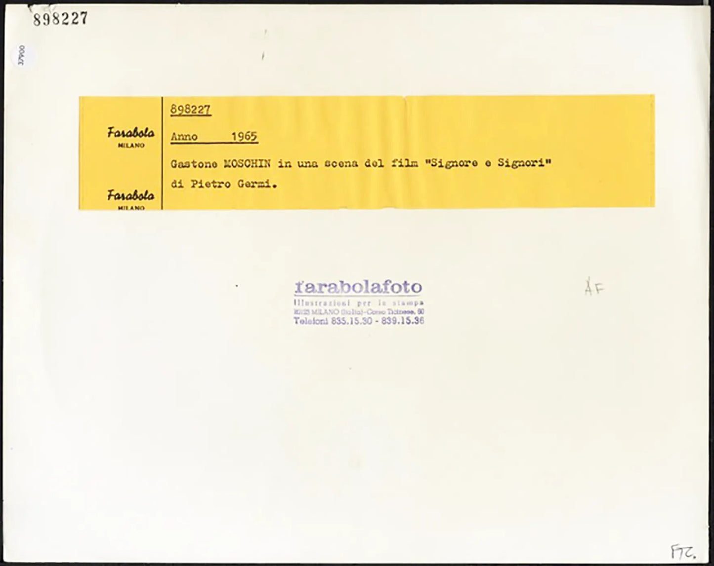 Gastone Moschin nel film Signore e Signori 1965 Ft 37900 - Stampa 21x27 cm - Farabola Stampa ai sali d'argento