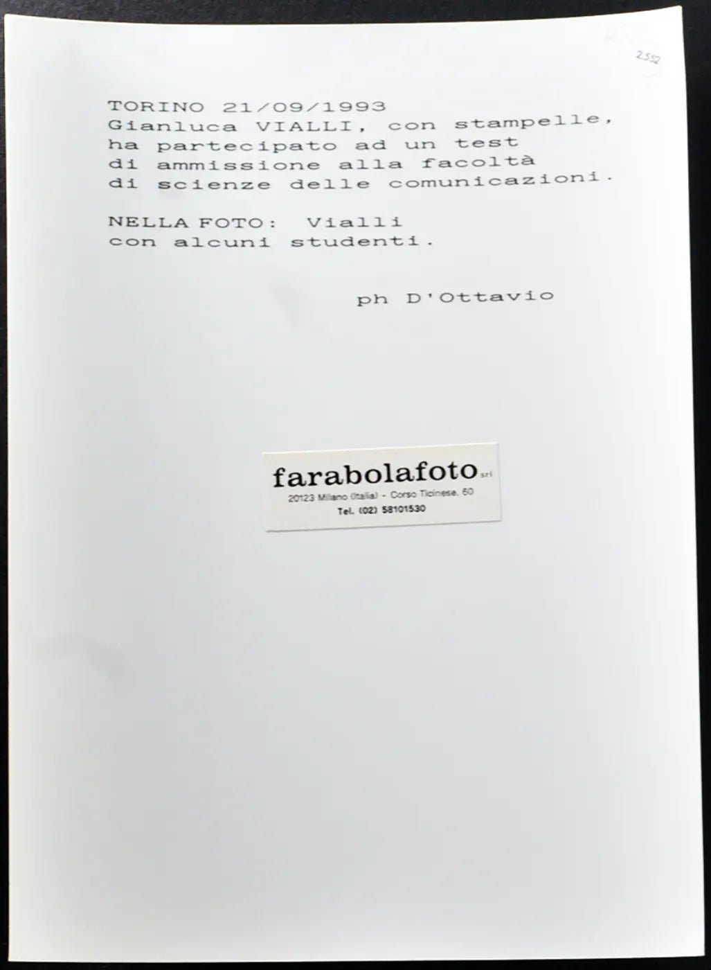 Gianluca Vialli 1993 Ft 2552 - Stampa 24x18 cm - Farabola Stampa ai sali d'argento