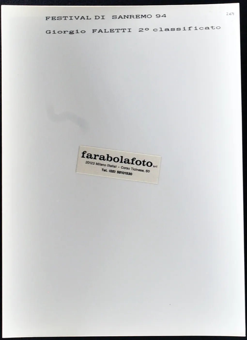 Giorgio Faletti Festival di Sanremo 1994 Ft 2478 - Stampa 24x18 cm - Farabola Stampa ai sali d'argento