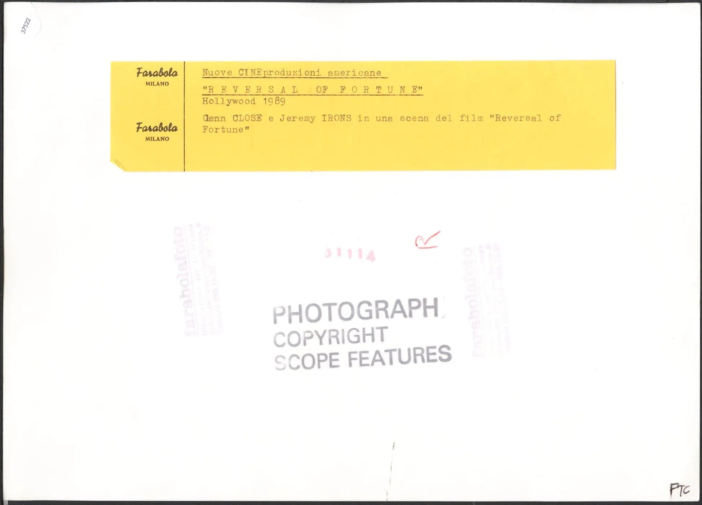 Glenn Glose e Jeremy Irons 1990 Ft 37522 - Stampa 20x30 cm - Farabola Stampa ai sali d'argento