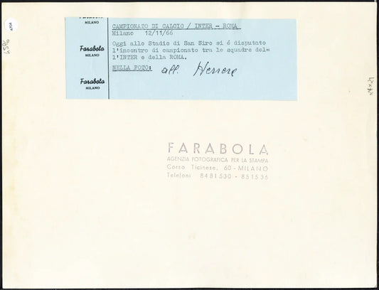 Helenio Herrera Inter 1966 Ft 4704 - Stampa 21x27 cm