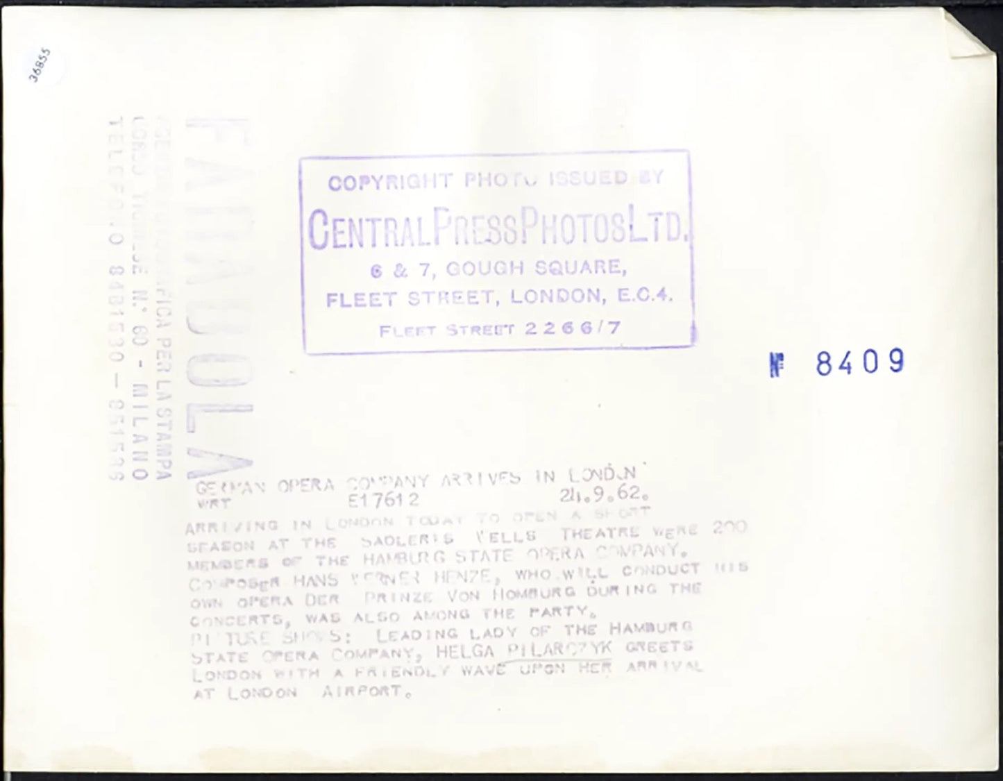Helge Pilarczyk 1962 Ft 36855 - Stampa 20x15 cm - Farabola Stampa ai sali d'argento