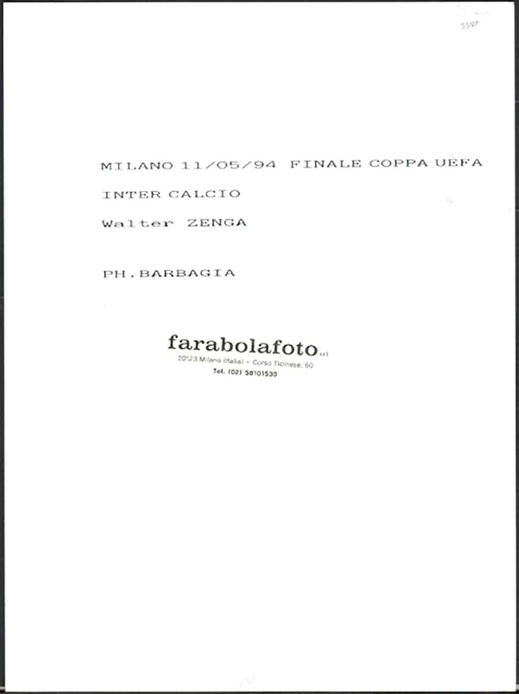 Inter Zenga Finale Coppa Uefa 1994 Ft 5597 - Stampa 24x18 cm - Farabola Stampa ai sali d'argento