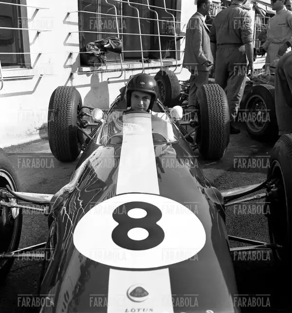 Jim Clark su Lotus - Coventry Climax, Gp di Monza, 1963 - Farabola Immagine digitale