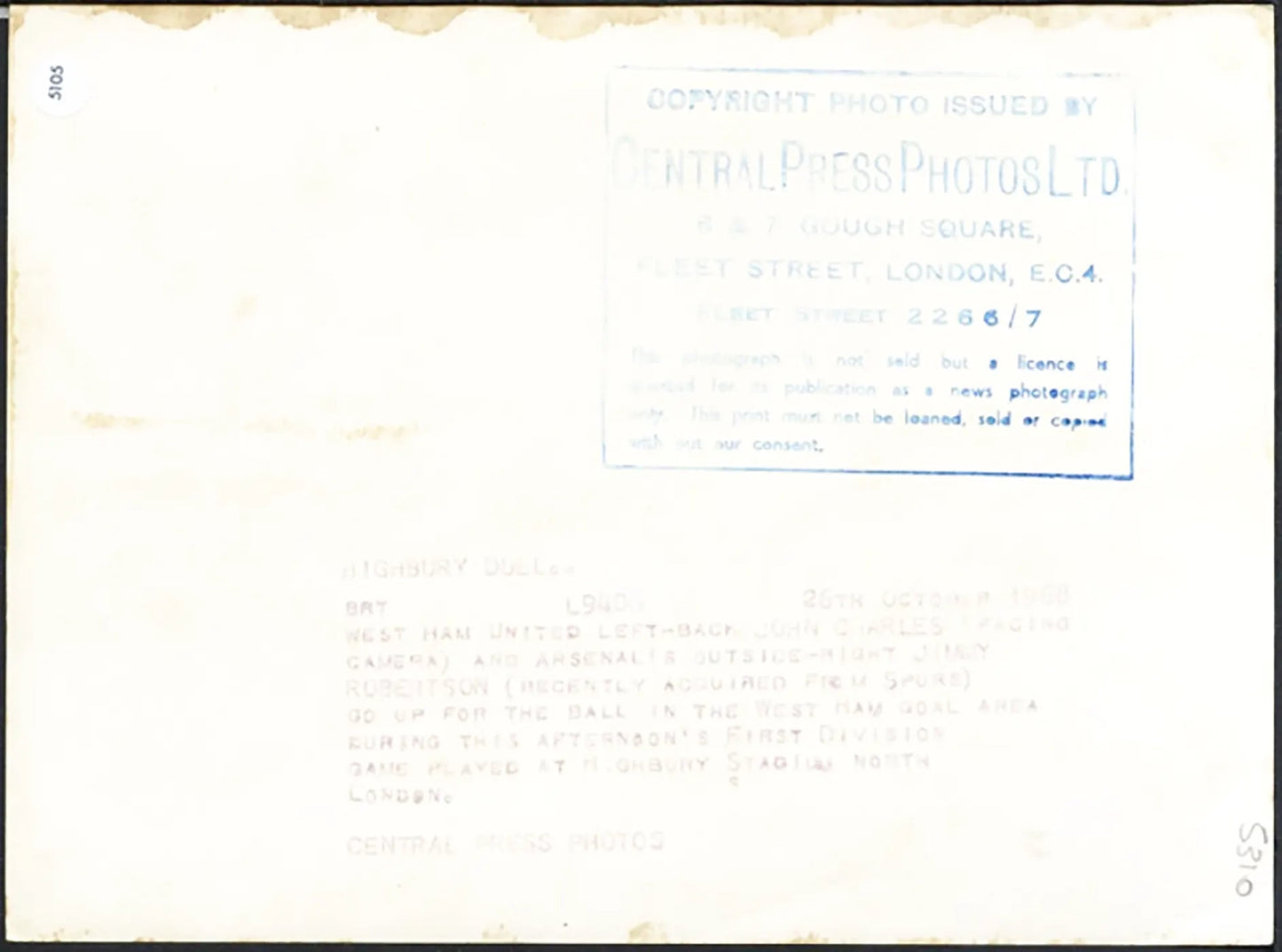 John Charles e Jimmy Robertson 1968 Ft 5105 - Stampa 20x15 cm - Farabola Stampa ai sali d'argento