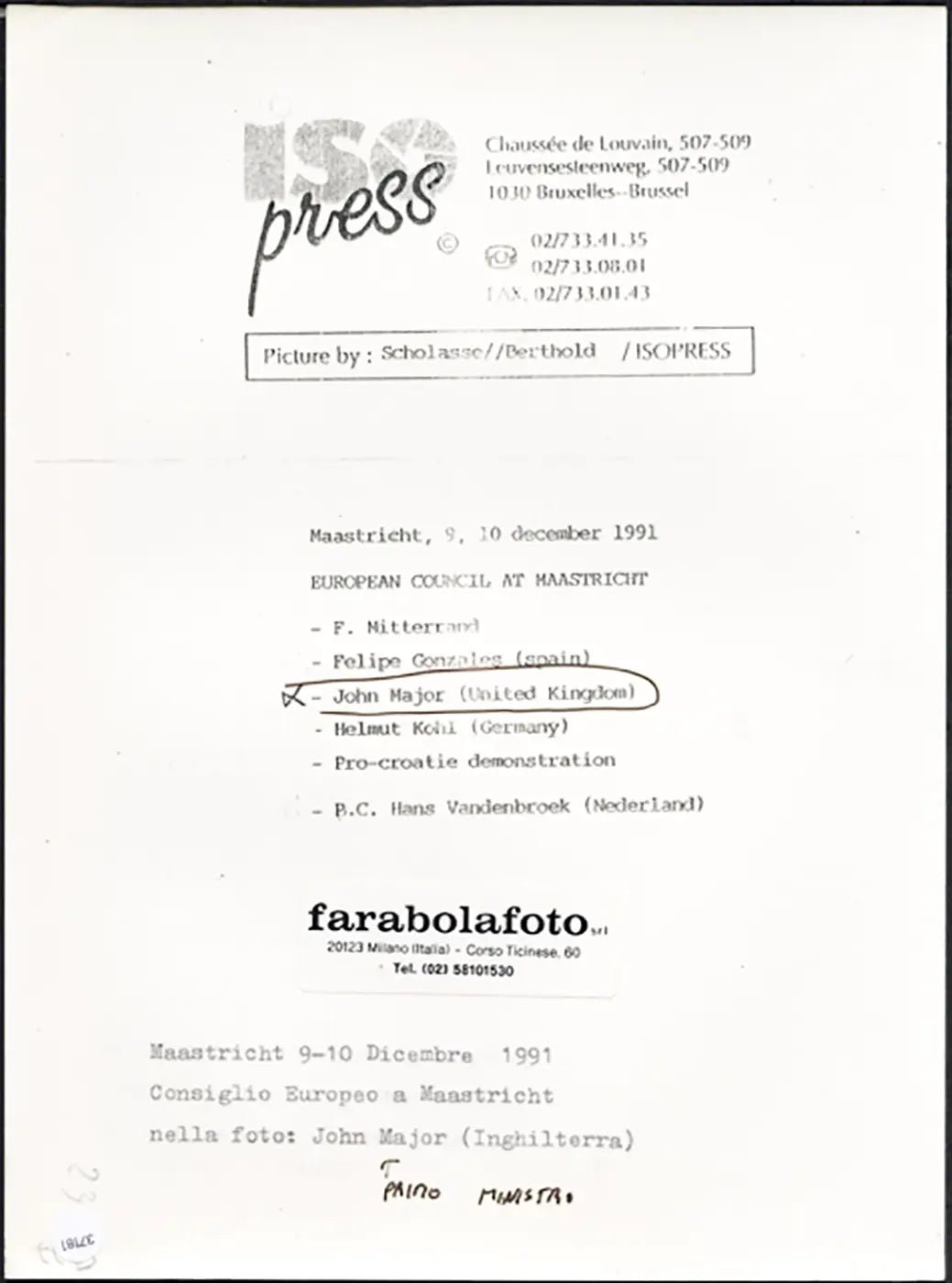 John Major al Consiglio Europeo 1991 Ft 37181 - Stampa 24x18 cm - Farabola Stampa ai sali d'argento