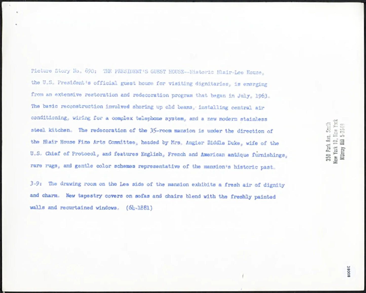 La Blair House a Washington 1964 Ft 38008 - Stampa 20x25 cm - Farabola Stampa ai sali d'argento