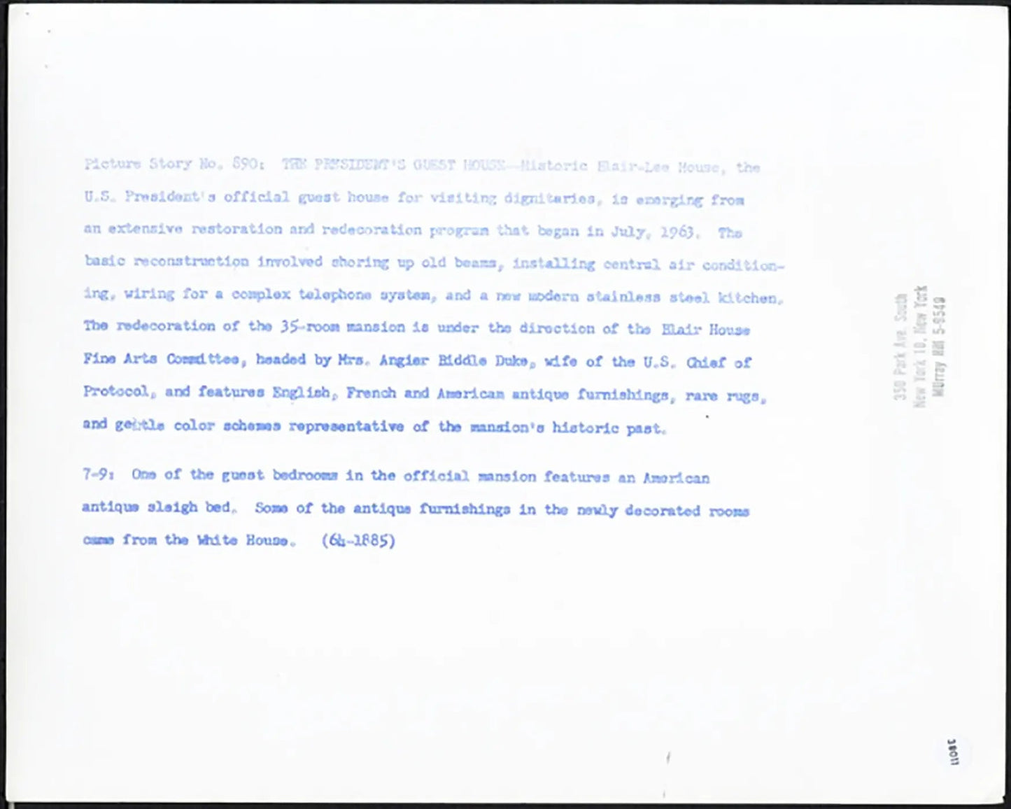 La Blair House a Washington 1964 Ft 38011 - Stampa 20x25 cm - Farabola Stampa ai sali d'argento
