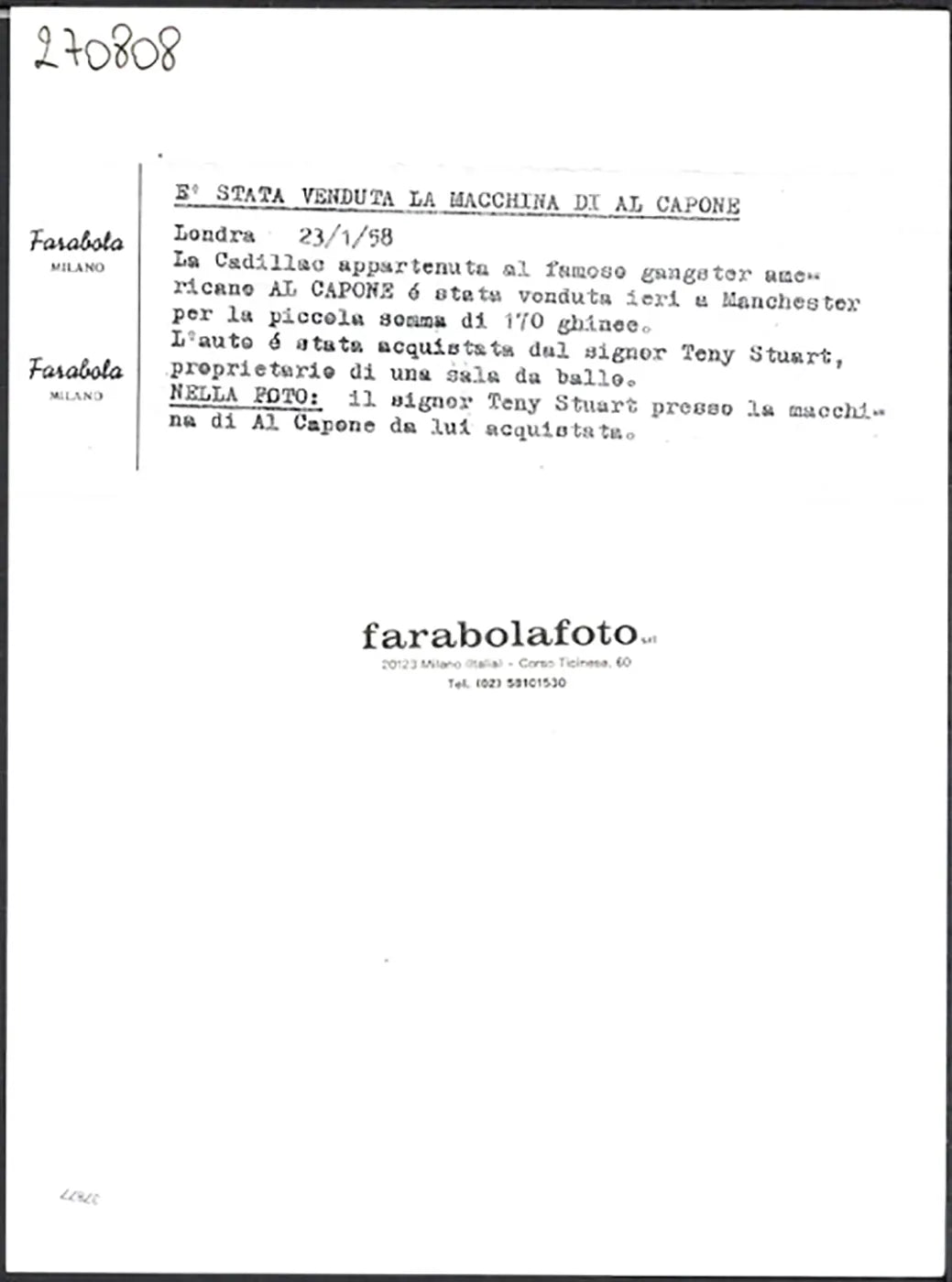 La Cadillac di Al Capone 1958 Ft 37877 - Stampa 24x18 cm - Farabola Stampa ai sali d'argento