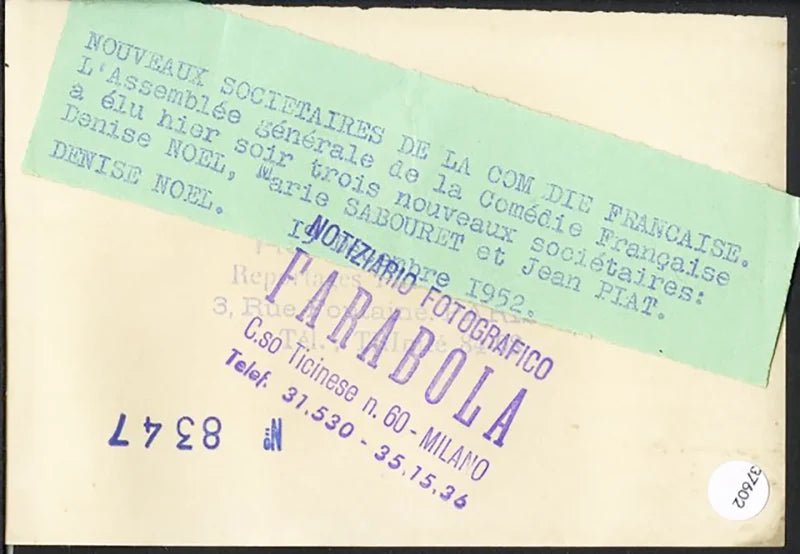 L'attrice francese Denise Noel 1952 Ft 37602 - Stampa 9x13 cm - Farabola Stampa ai sali d'argento
