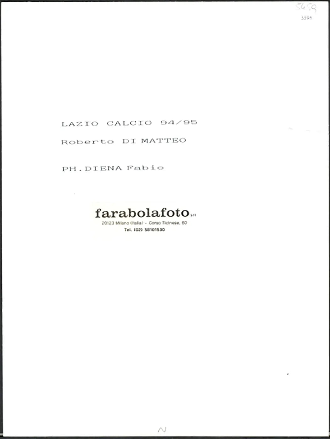 Lazio Roberto Di Matteo 1994 - 1995 Ft 5596 - Stampa 24x18 cm - Farabola Stampa ai sali d'argento