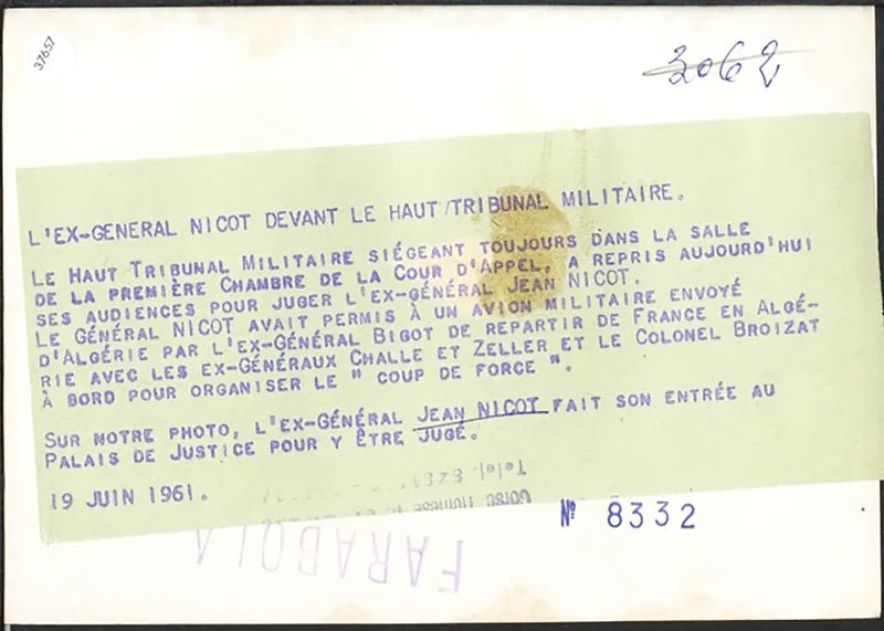 L'ex generale Jean Nicot 1961 Ft 37657 - Stampa 18x13 cm - Farabola Stampa ai sali d'argento