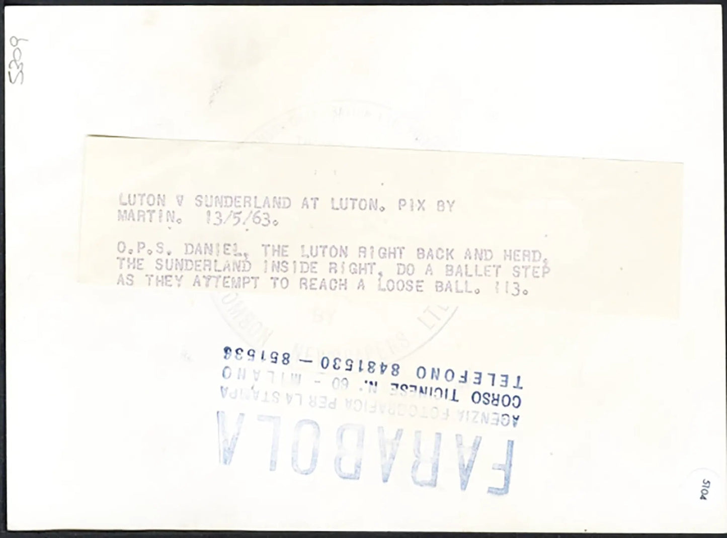 Luton vs Sunderland 1963 Ft 5104 - Stampa 13x18 cm - Farabola Stampa ai sali d'argento