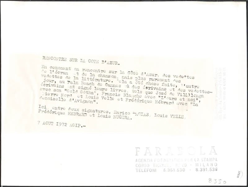 Macias, Velle, Hebrard e Nucera 1972 Ft 37616 - Stampa 24x18 cm - Farabola Stampa ai sali d'argento