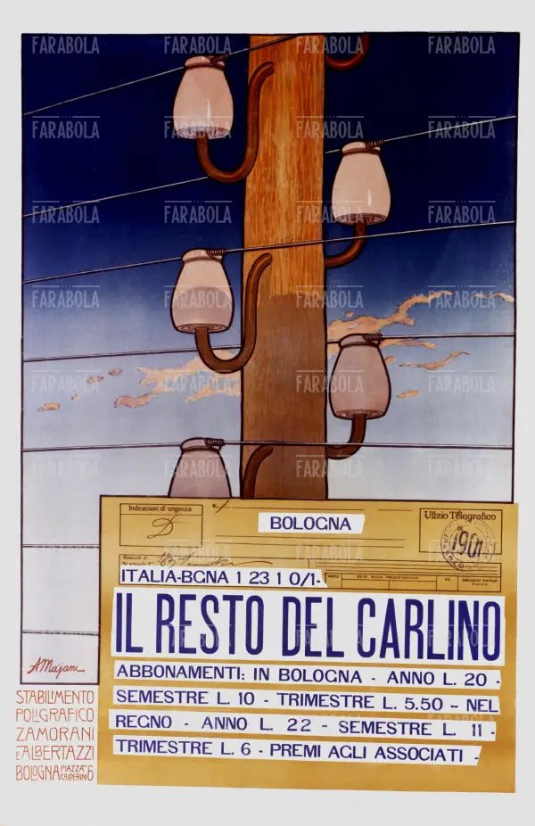 Manifesto pubblicitario del quotidiano Il Resto del Carlino, 1901 - Farabola Immagine digitale