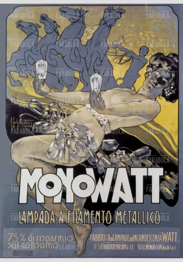 Manifesto pubblicitario delle lampade Monowatt, 1899 - Farabola Immagine digitale