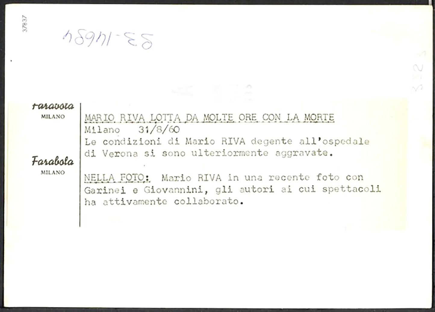 Mario Riva con Garinei e Giovannini 1960 Ft 37837 - Stampa 18x13 cm - Farabola Stampa ai sali d'argento