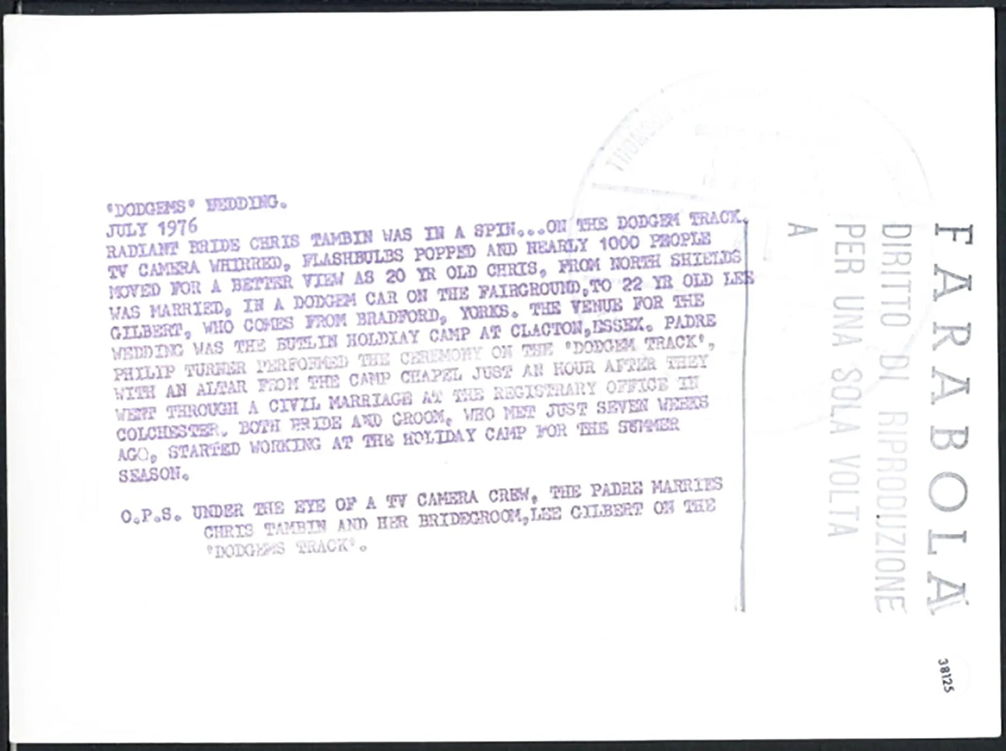 Matrimonio sulla pista degli autoscontri 1976 Ft 38125 - Stampa 20x15 cm - Farabola Stampa ai sali d'argento