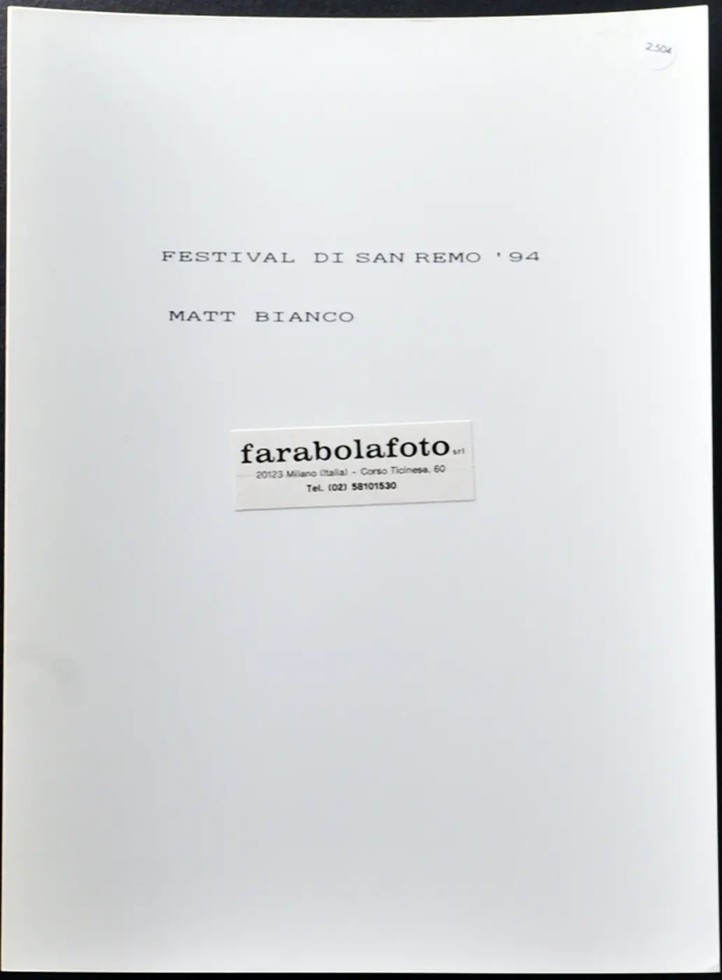 Matt Bianco Festival di Sanremo 1994 Ft 2504 - Stampa 24x18 cm - Farabola Stampa ai sali d'argento