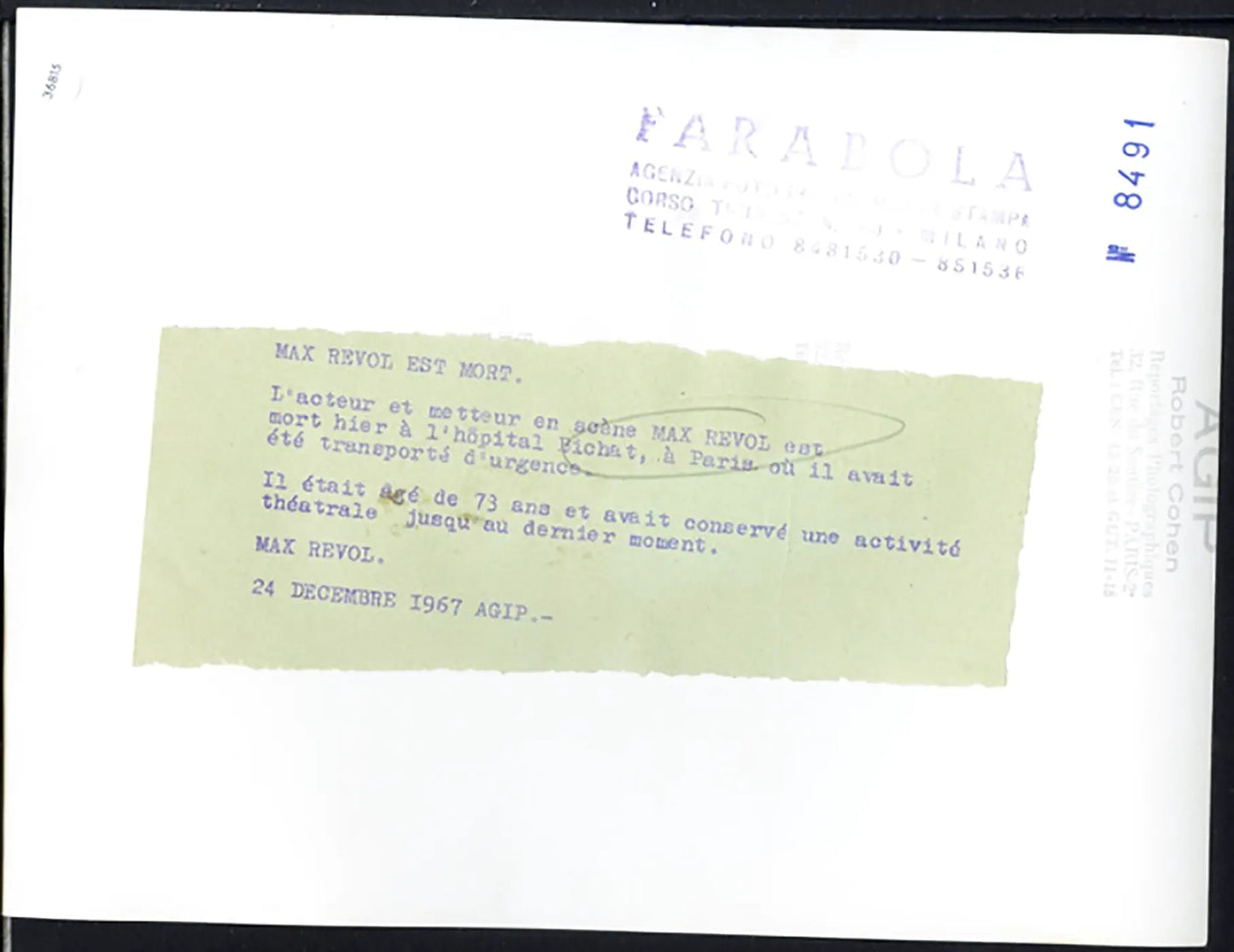 Max Revol 1967 Ft 36815 - Stampa 24x18 cm - Farabola Stampa ai sali d'argento