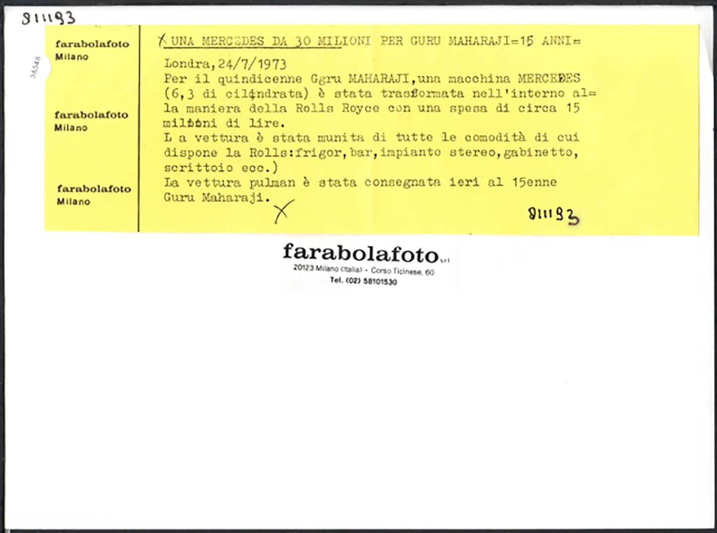 Mercedes con interni di lusso 1973 Ft 36548 - Stampa 24x18 cm - Farabola Stampa ai sali d'argento