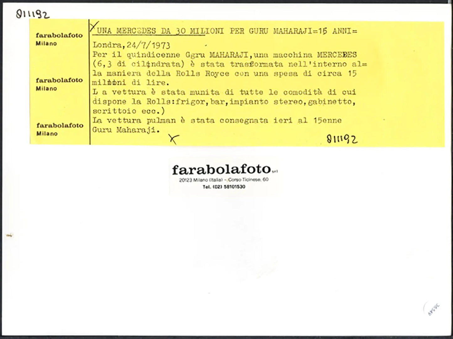 Mercedes con interni di lusso 1973 Ft 36549 - Stampa 24x18 cm - Farabola Stampa ai sali d'argento