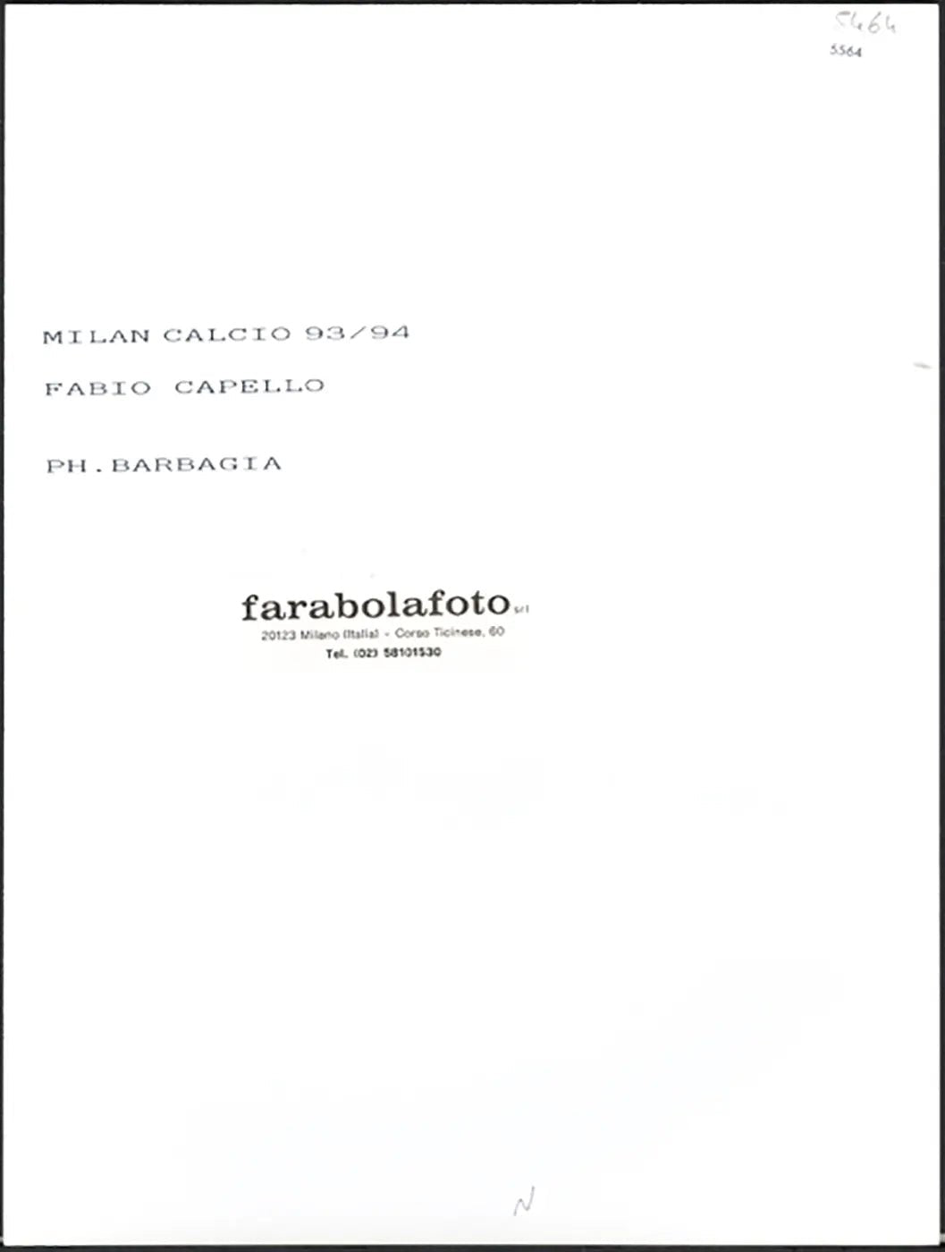 Milan Fabio Capello stagione 1993 - 1994 Ft 5564 - Stampa 24x18 cm - Farabola Stampa ai sali d'argento