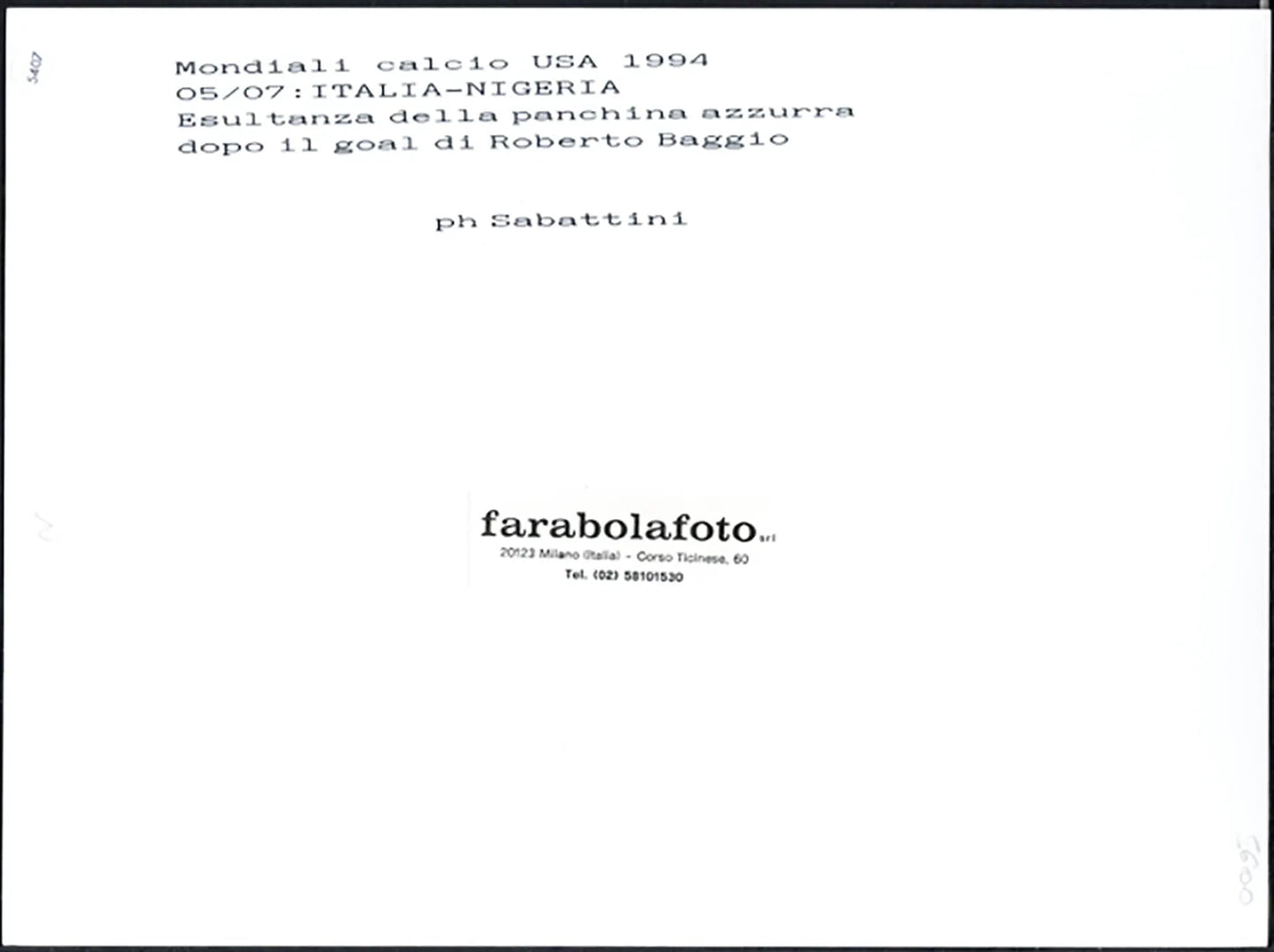 Mondiali 1994 Italia vs Nigeria Ft 5407 - Stampa 24x18 cm - Farabola Stampa ai sali d'argento