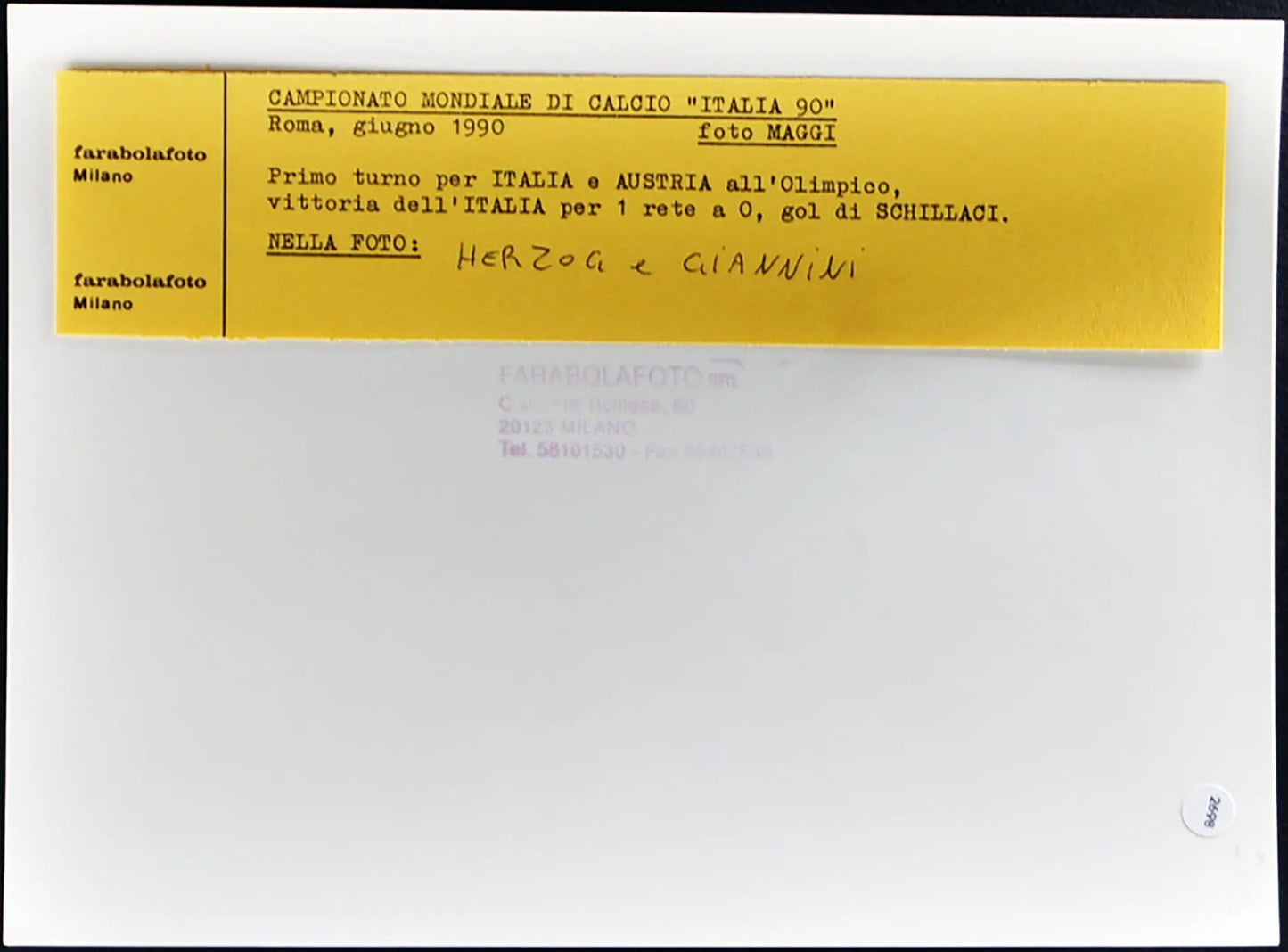 Mondiali di calcio 90 Italia Austria Ft 2698 - Stampa 24x18 cm - Farabola Stampa ai sali d'argento
