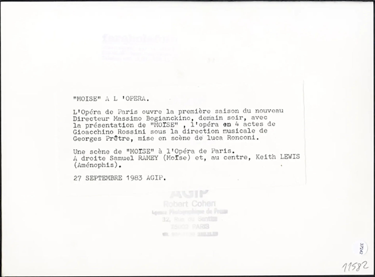 Mosè in Egitto Opera di Parigi 1983 Ft 37242 - Stampa 24x18 cm - Farabola Stampa ai sali d'argento