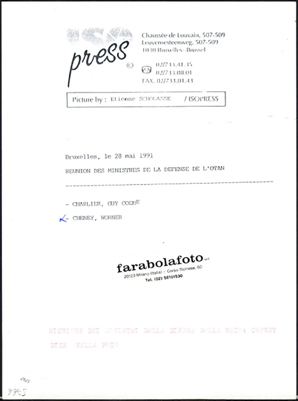 NATO Dick Cheney e Manfred Wörner 1991 Ft 5787 - Stampa 24x18 cm - Farabola Stampa ai sali d'argento