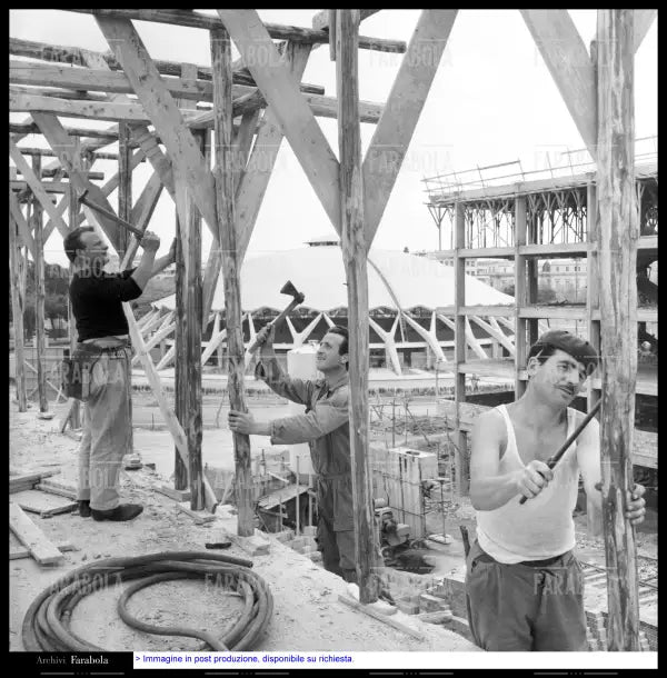 Palazzetto dello Sport in costruzione, Roma, 1959 - Farabola Immagine digitale