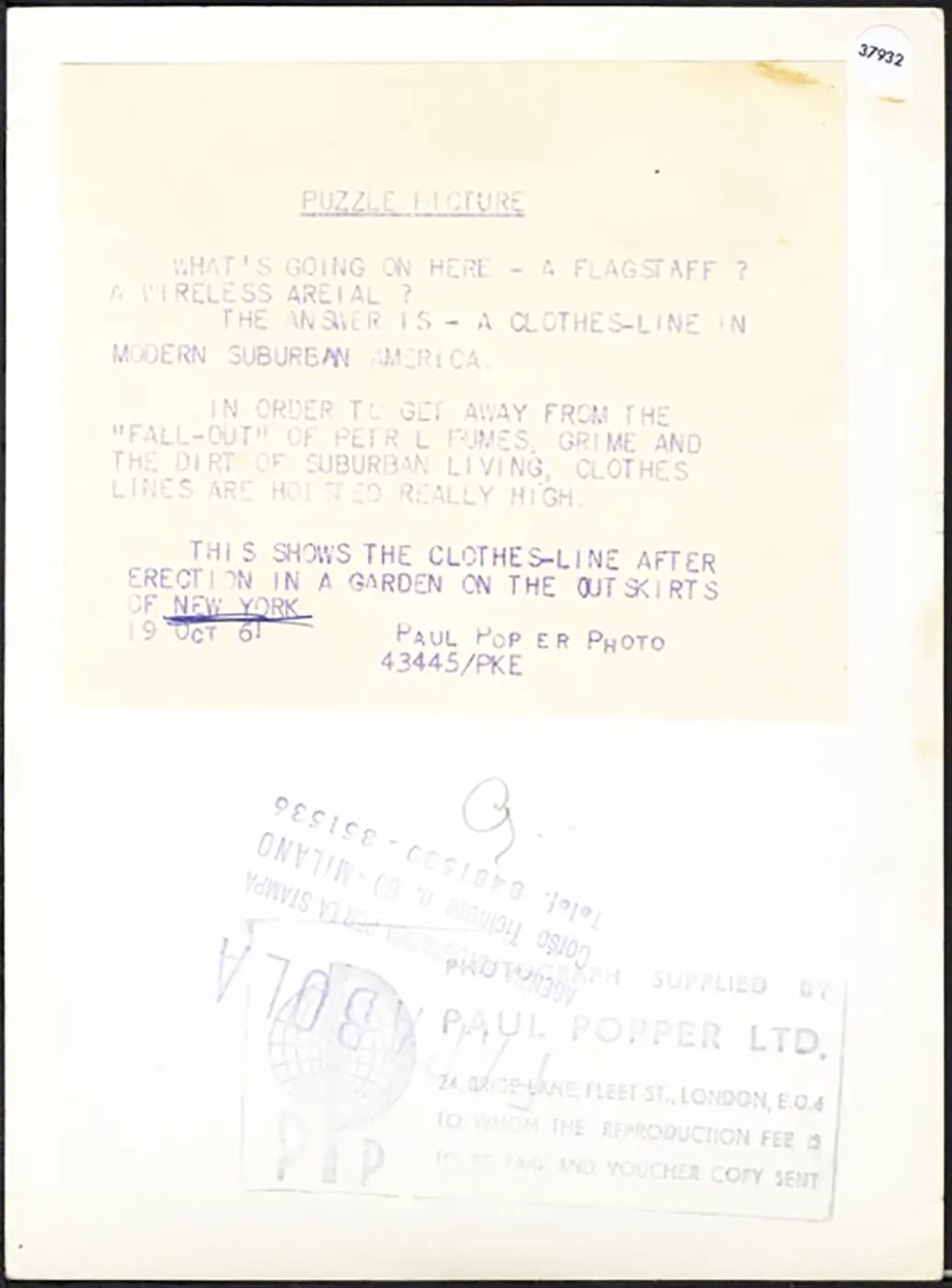 Panni stesi a New York 1961 Ft 37932 - Stampa 20x15 cm - Farabola Stampa ai sali d'argento