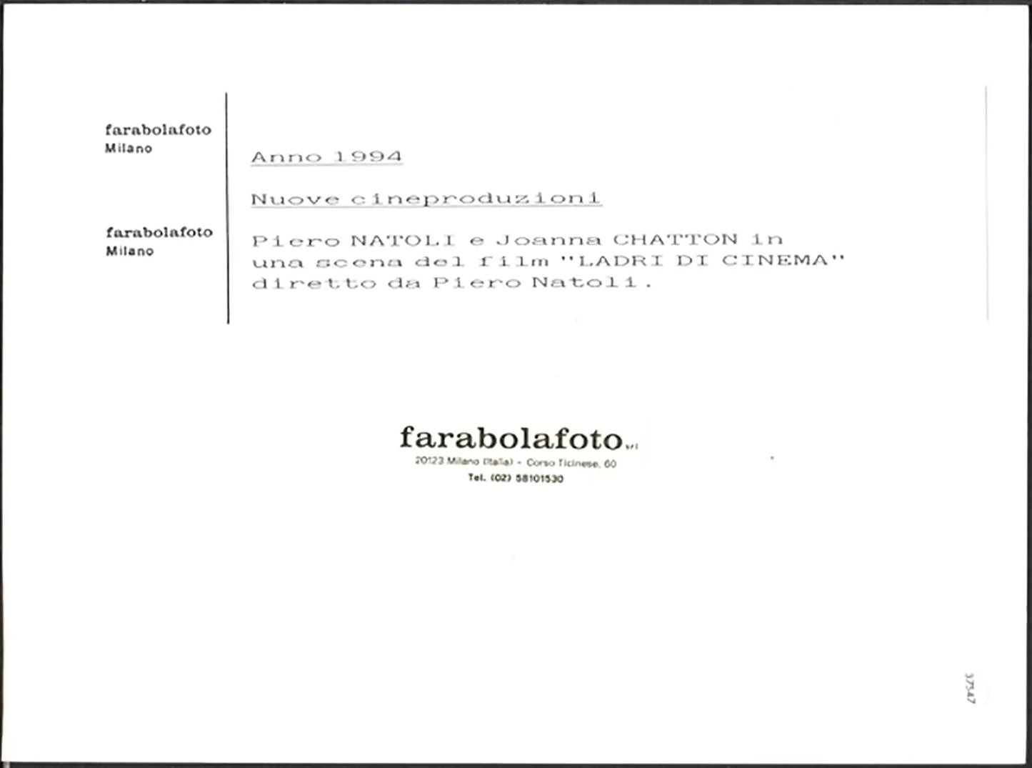 Piero Natoli e Joanna Chatton 1994 Ft 37547 - Stampa 24x18 cm - Farabola Stampa ai sali d'argento