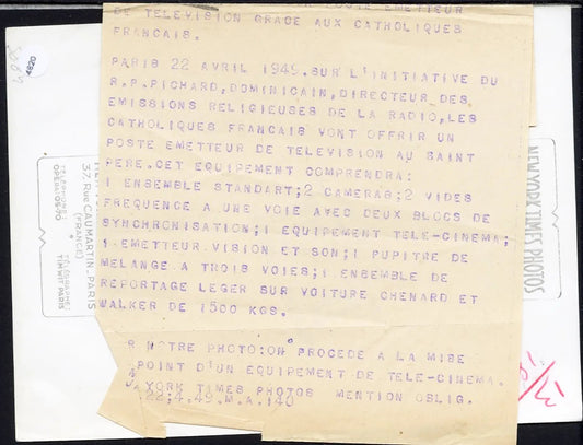 Postazione per riprese tv 1949 Ft 4820 - Stampa 18x13 cm - Farabola Stampa ai sali d'argento