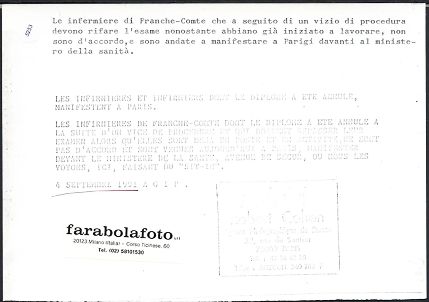 Protesta infermiere a Parigi 1991 Ft 5253 - Stampa 21x15 cm - Farabola Stampa ai sali d'argento
