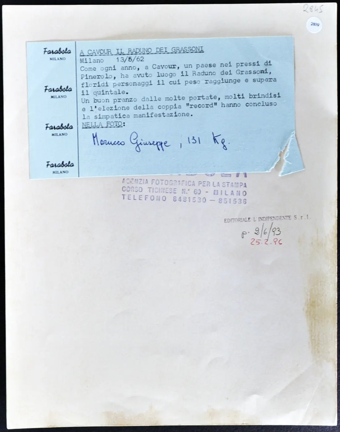 Raduno dei Grassoni 1962 Ft 2819 - Farabola Stampa ai sali d'argento