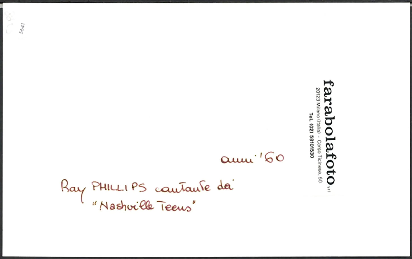 Ray Phillips e i Nashville Teens 1964 Ft 5641 - Stampa 20x12 cm - Farabola Stampa ai sali d'argento