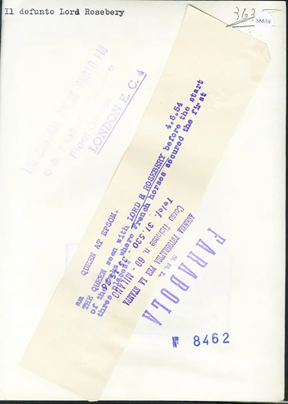 Regina Elisabetta e Lord Rosebery 1954 Ft 36658 - Stampa 20x15 cm - Farabola Stampa ai sali d'argento