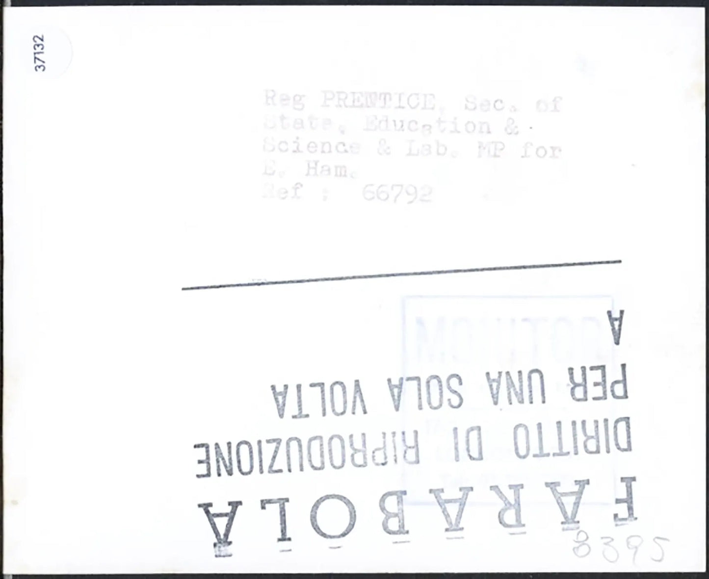 Reginald Ernest Prentice 1966 Ft 37132 - Stampa 12x15 cm - Farabola Stampa ai sali d'argento