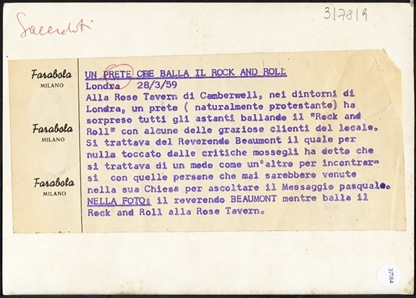 Reverendo Beaumont balla il rock 1959 Ft 37184 - Stampa 13x18 cm - Farabola Stampa ai sali d'argento