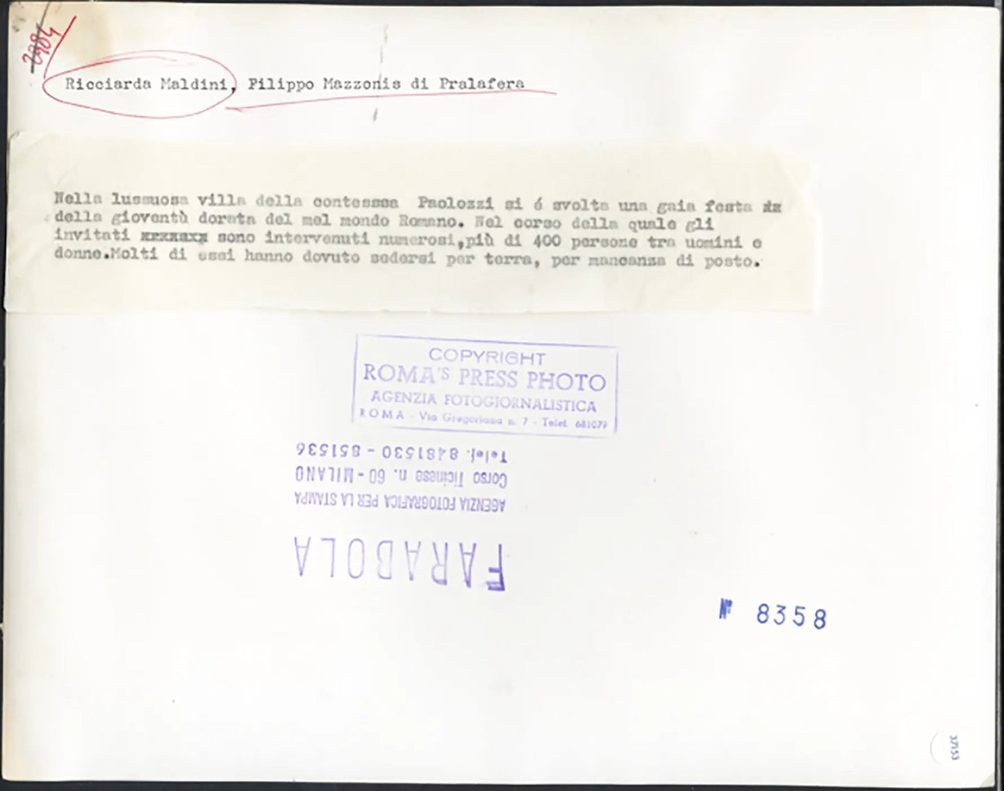 Ricciarda Maldini Filippo Mazzonis 1960 Ft 37153 - Stampa 20x30 cm - Farabola Stampa ai sali d'argento